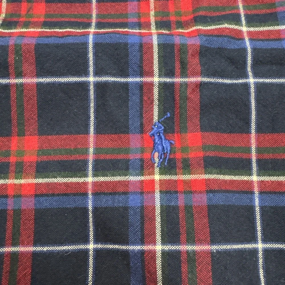 Polo Ralph Lauren Mens XXL Classic Fit Red Blue Plaid Cotton Flannel Button Down